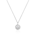 Round floral halo pendant in 925 silver with sparkling zircon stones