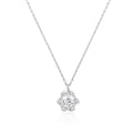 Round center stone 925 silver pendant with floral cluster detailing