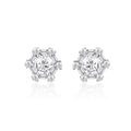 925 silver cluster stud earrings with baguette and round stones