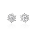 Snowflake floral stud earrings in 925 silver with zircon stones