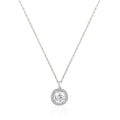 Round brilliant 925 silver pendant with micro pavé halo