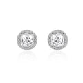 925 silver halo stud earrings with circular sparkle design
