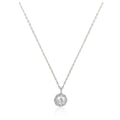 Round halo pendant necklace in 925 silver with zircon center stone
