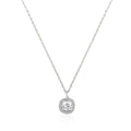 Cushion halo pendant necklace in 925 silver with round zircon center stone