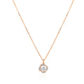 Rose gold cushion halo pendant in 925 silver with round zircon center stone