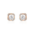 Rose gold cushion halo stud earrings in 925 silver with zircon stones