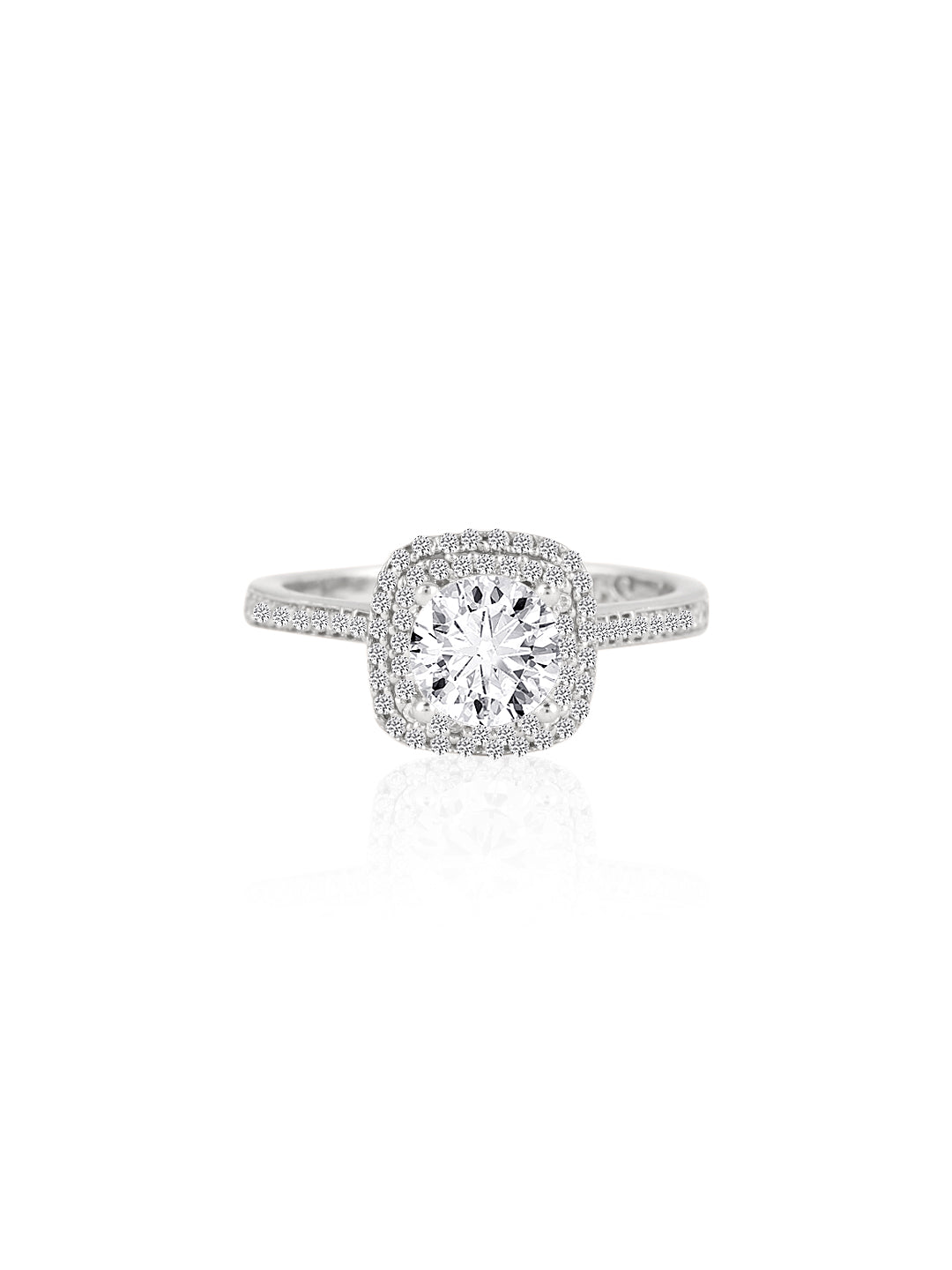 Elegant Cushion-Cut Halo Ring – 925 Silver