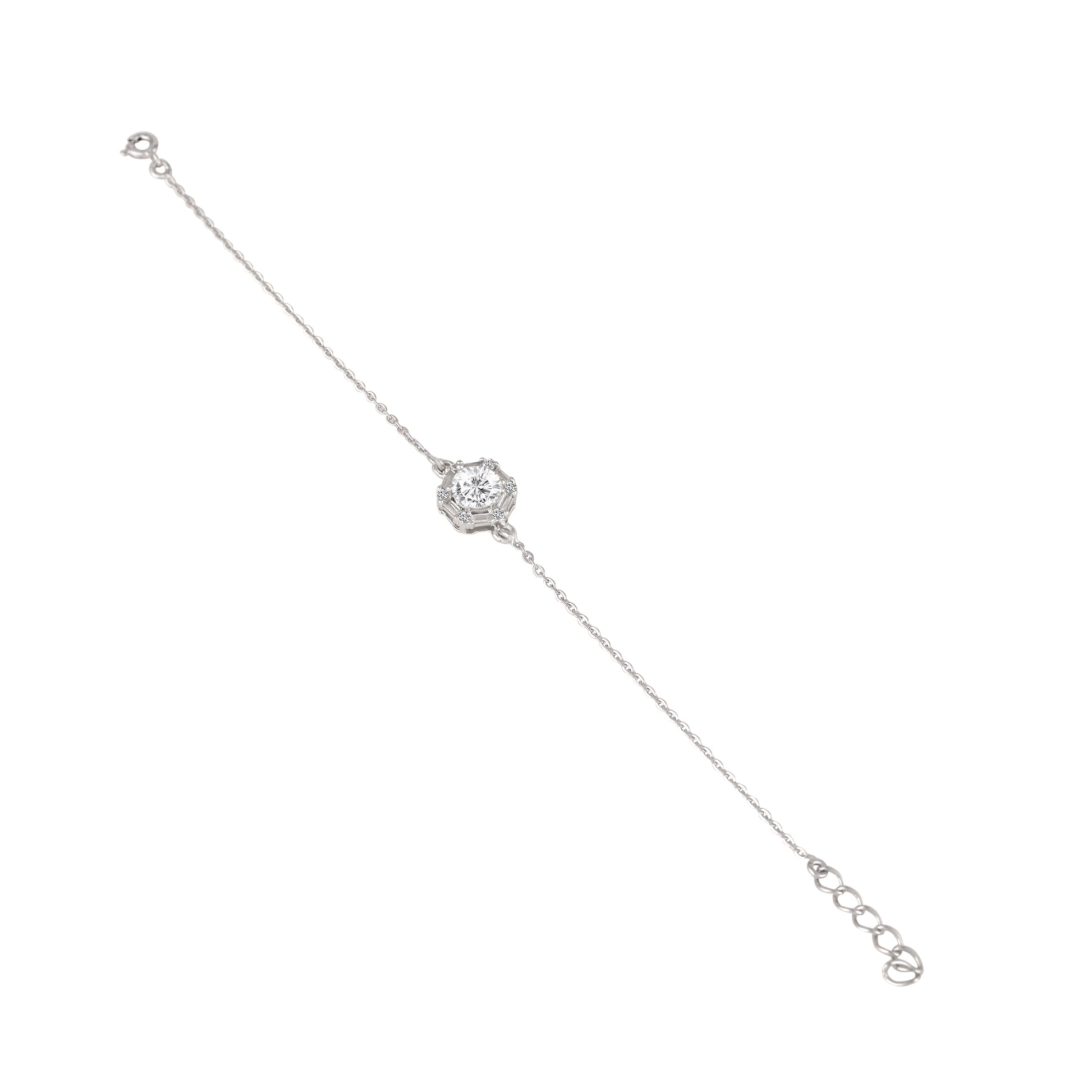 Full length view of 925 silver geometric bracelet for women