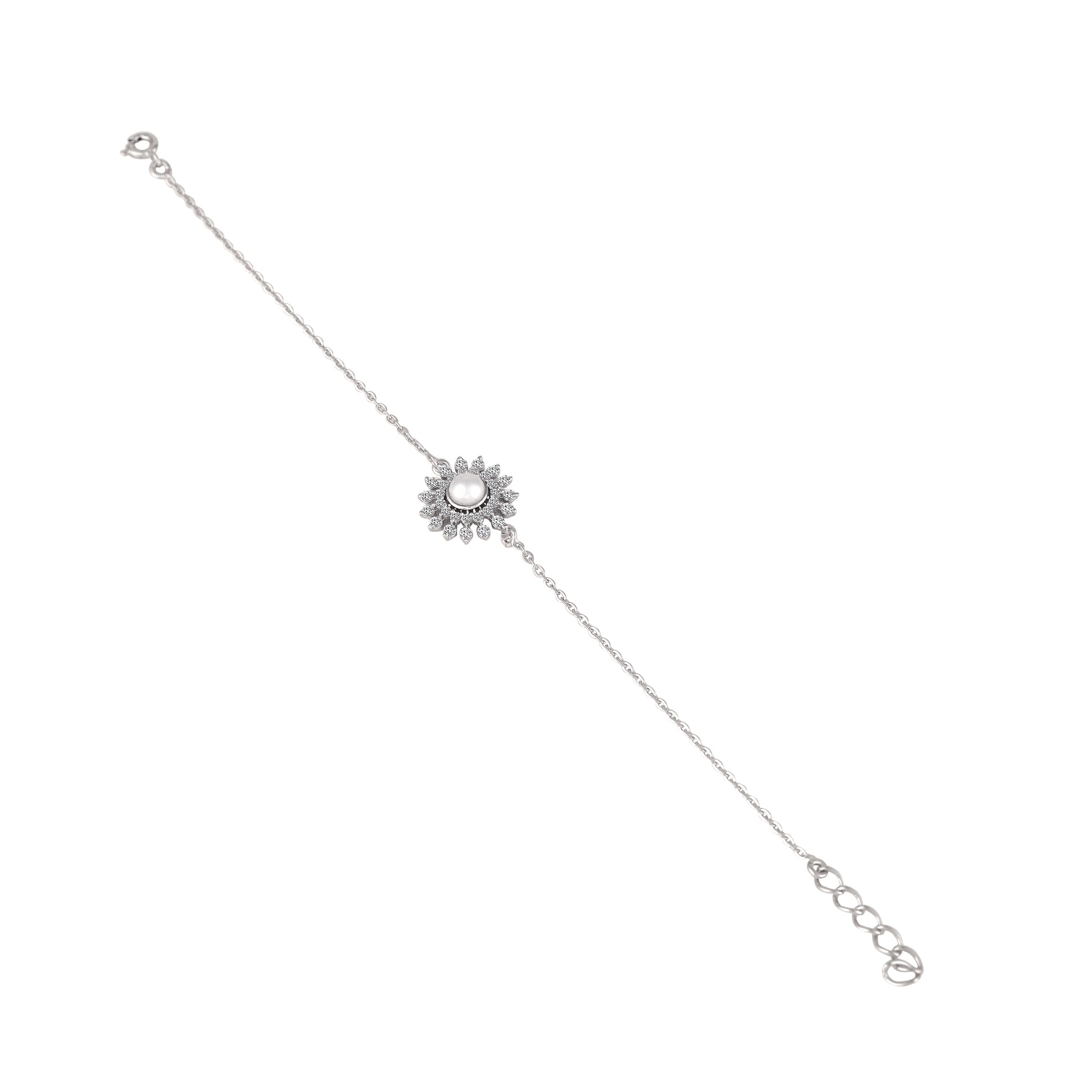 925 silver sunflower pearl bracelet full product view