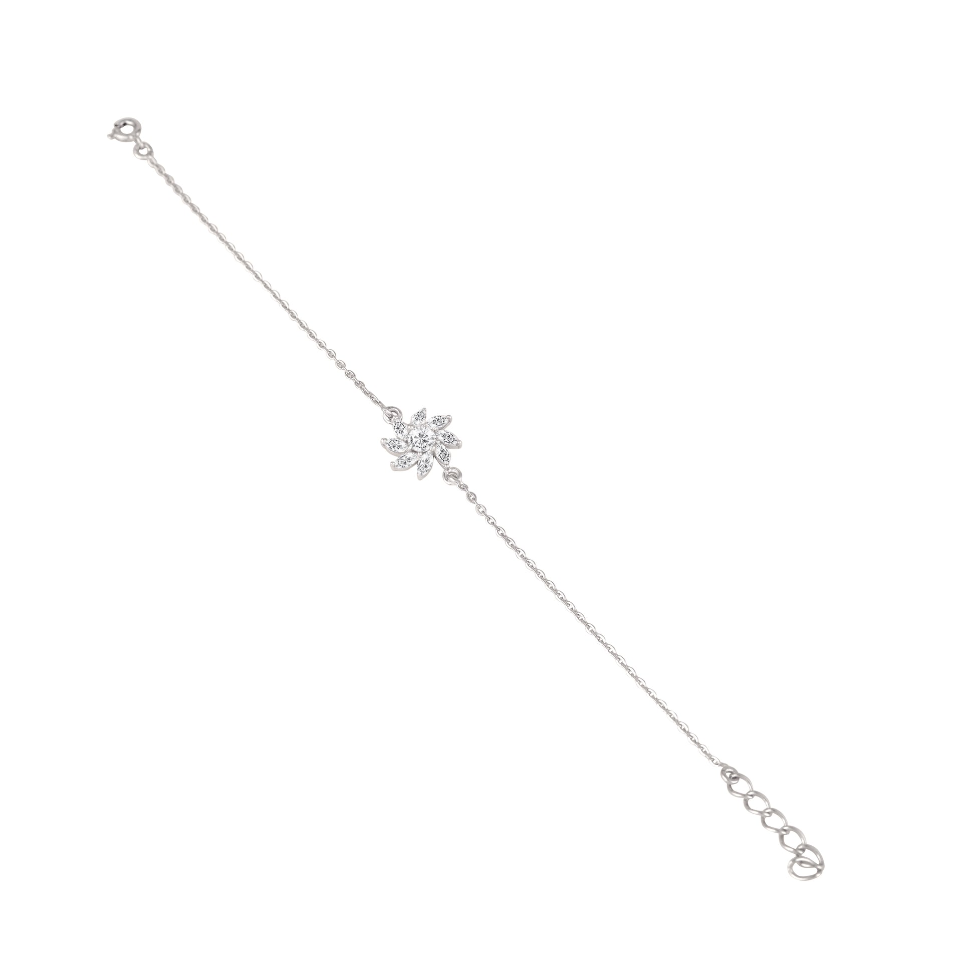Full view of 925 silver flower design bracelet for women