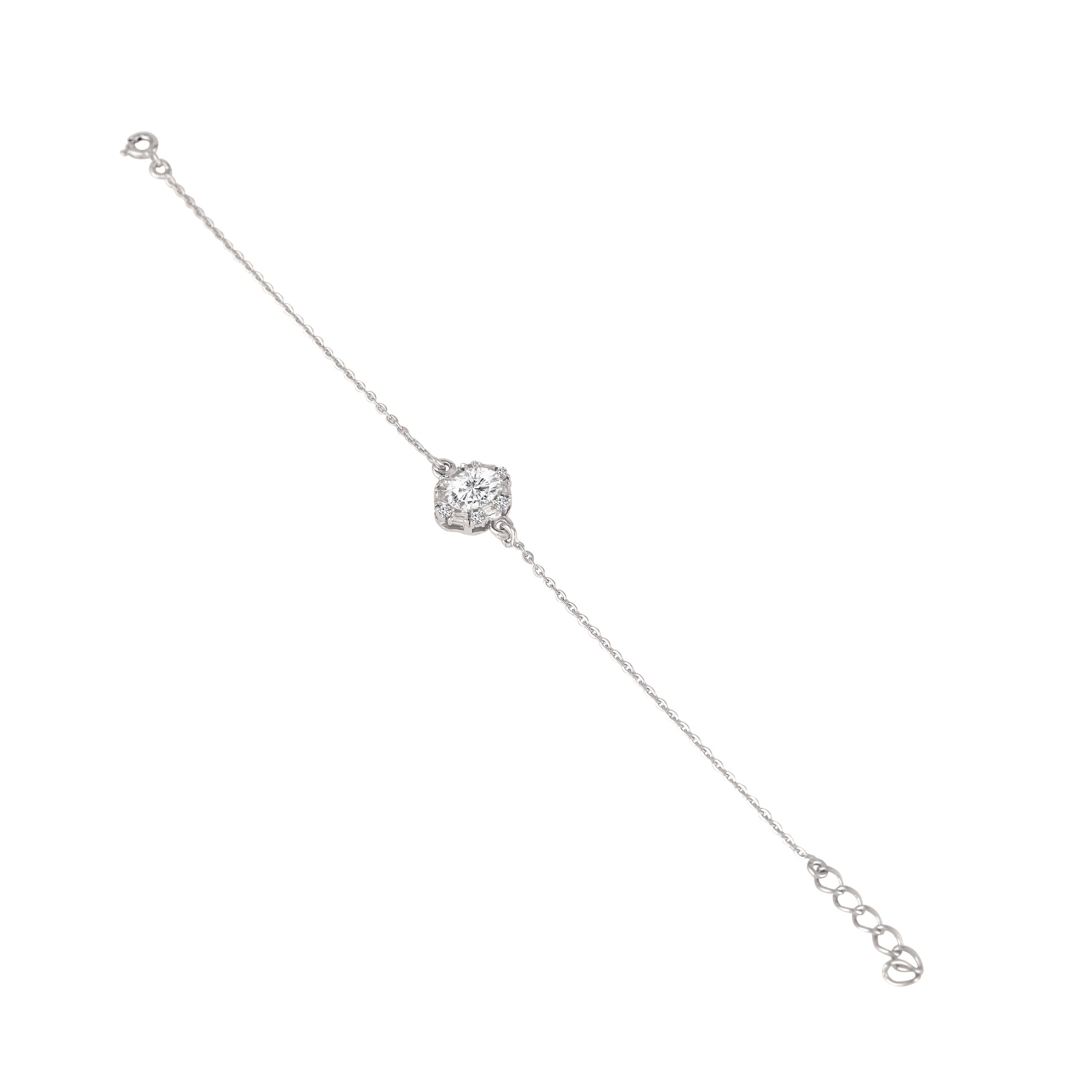 Full length view of 925 silver classic halo sparkle bracelet