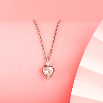 Classic heart-cut 925 silver pendant with polished open frame design