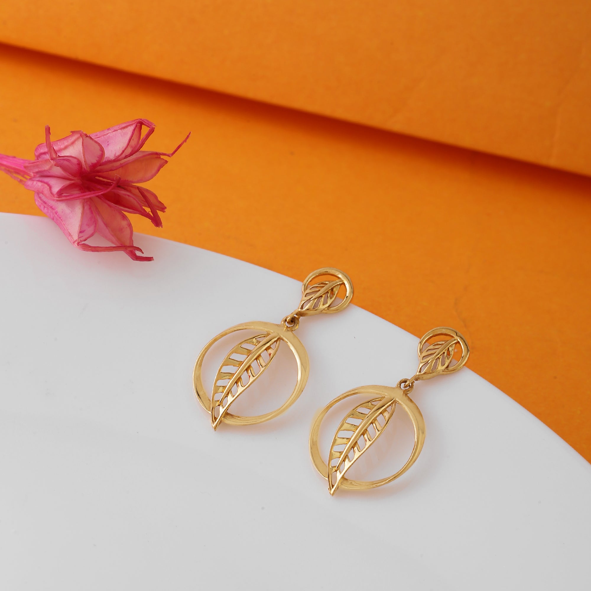 Golden Leaf Sterling Silver Earrings