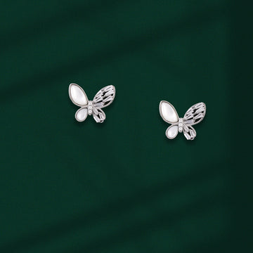 💎925 Silver Dual-Wing Iridescence Butterfly Studs