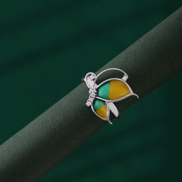 🦋 925 Silver Vibrant Two-Tone Butterfly Ring