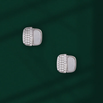 💎 Luxe Pave & Mother of Pearl Studs in 925 Silver