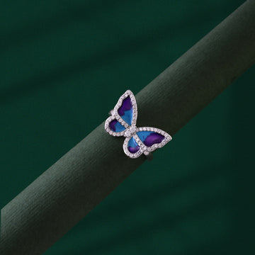 💜 925 Silver Mystical Bi-Color Butterfly Ring