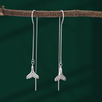 🧜‍♀️ Crystal Mermaid Tail 925 Silver Threader Earrings