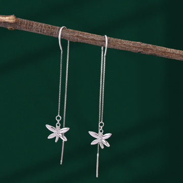🦋 925 Silver Sparkling Dragonfly Threader Earrings