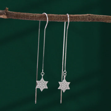 ✨ 925 Silver Celestial Star Threader Drop Earrings
