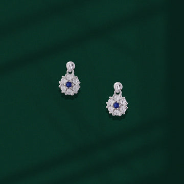 💎 925 Silver Royal Sapphire Cluster Dangle Earrings