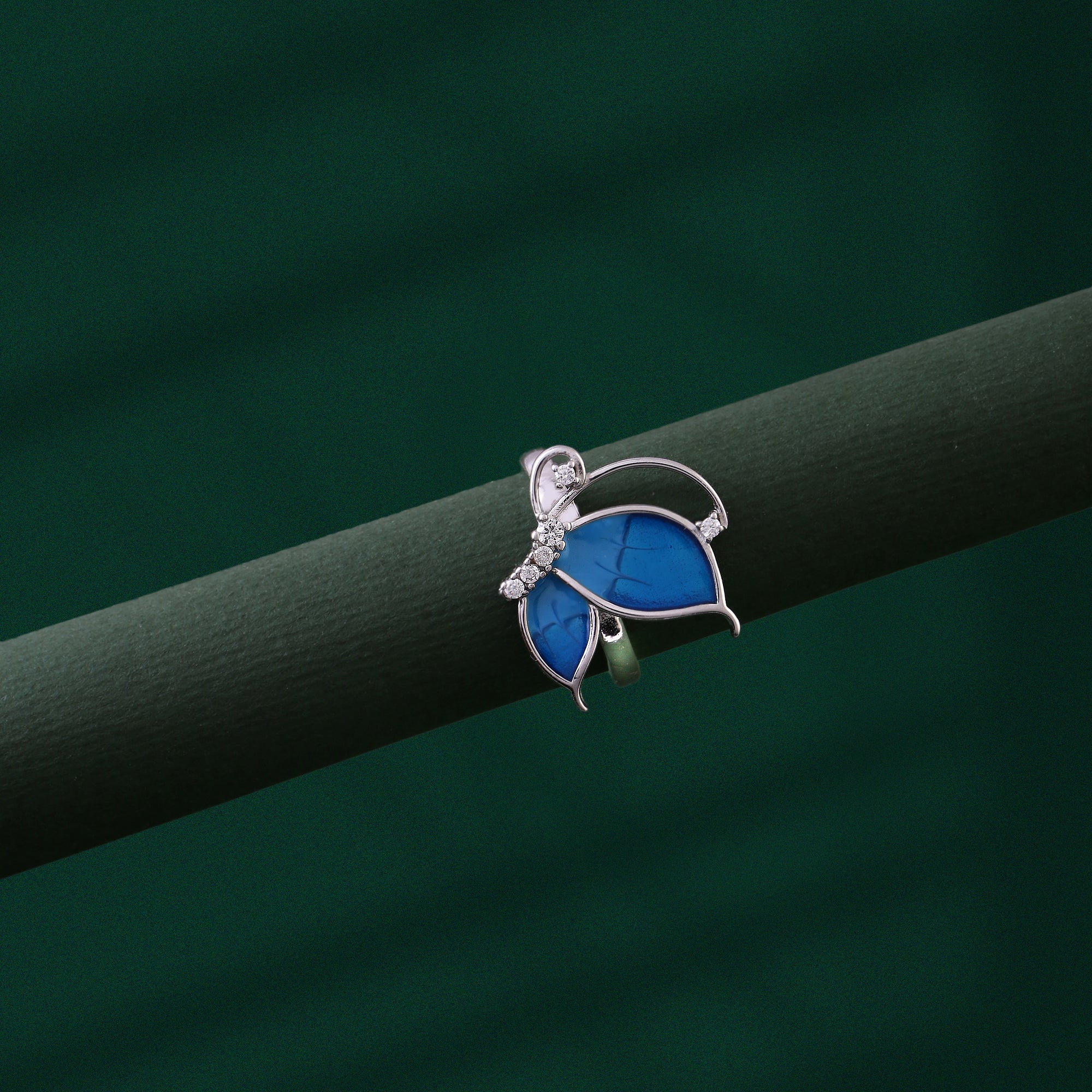 Azure Petal Butterfly Ring