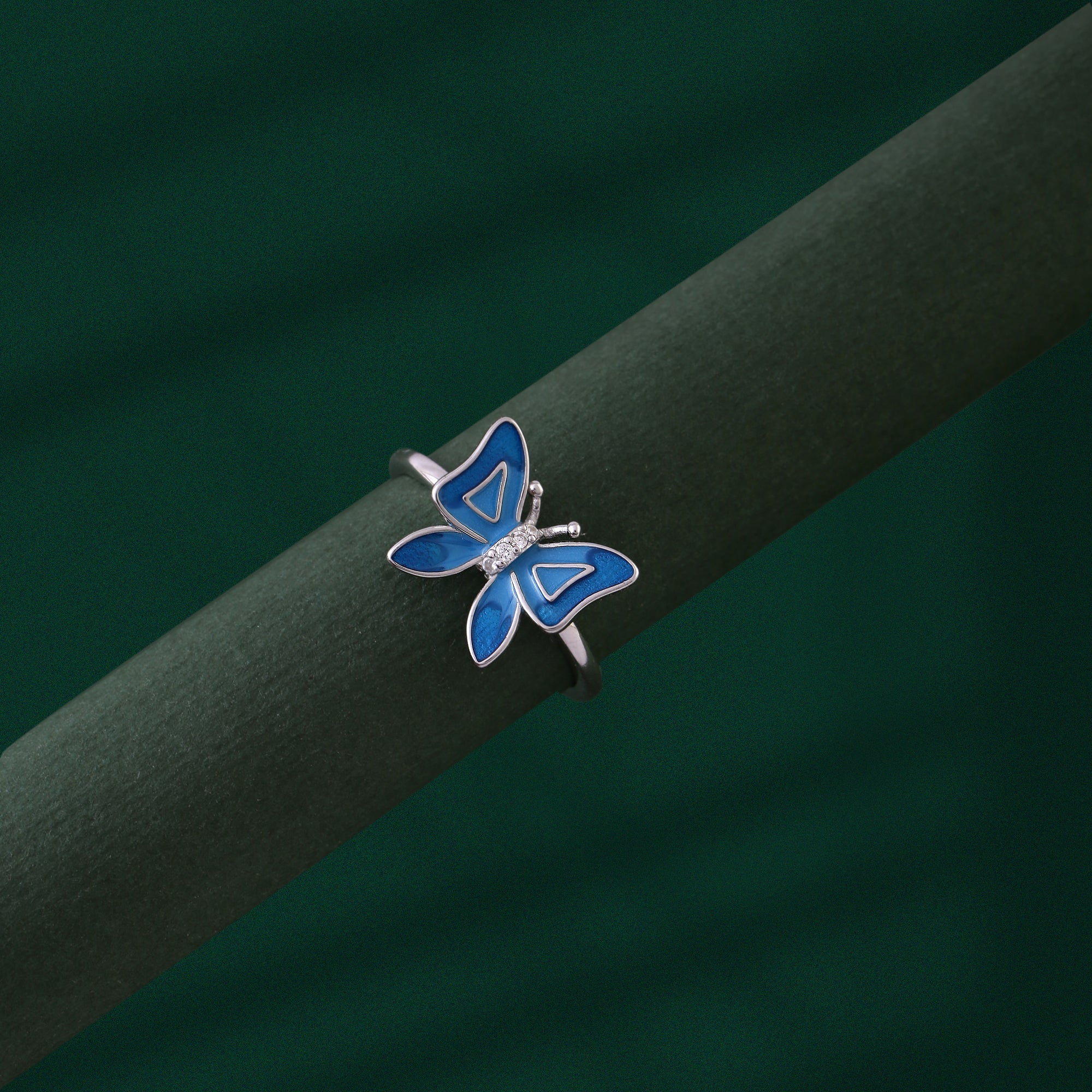 Blue Charm Butterfly Ring