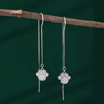 💖 925 Silver Cute Paw Print Threader Earrings