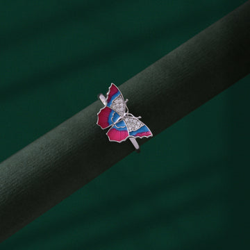 💖 Whimsical Bi-Color 925 Silver Butterfly Ring