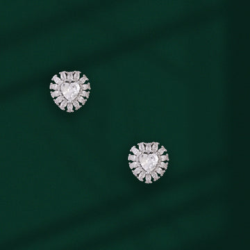 💖 Premium 925 Silver Heart Halo Studs