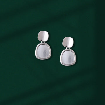 ⚪ Contemporary 925 Silver Statement Drop Earrings