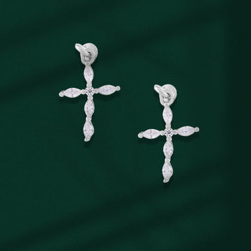 ✨ 925 Silver Sparkling Cross Elegance Earrings