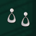 Minimalist white shell 925 silver dangle earrings