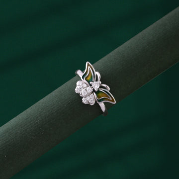 🍀925 Silver Vibrant Crystal Petal Adjustable Ring