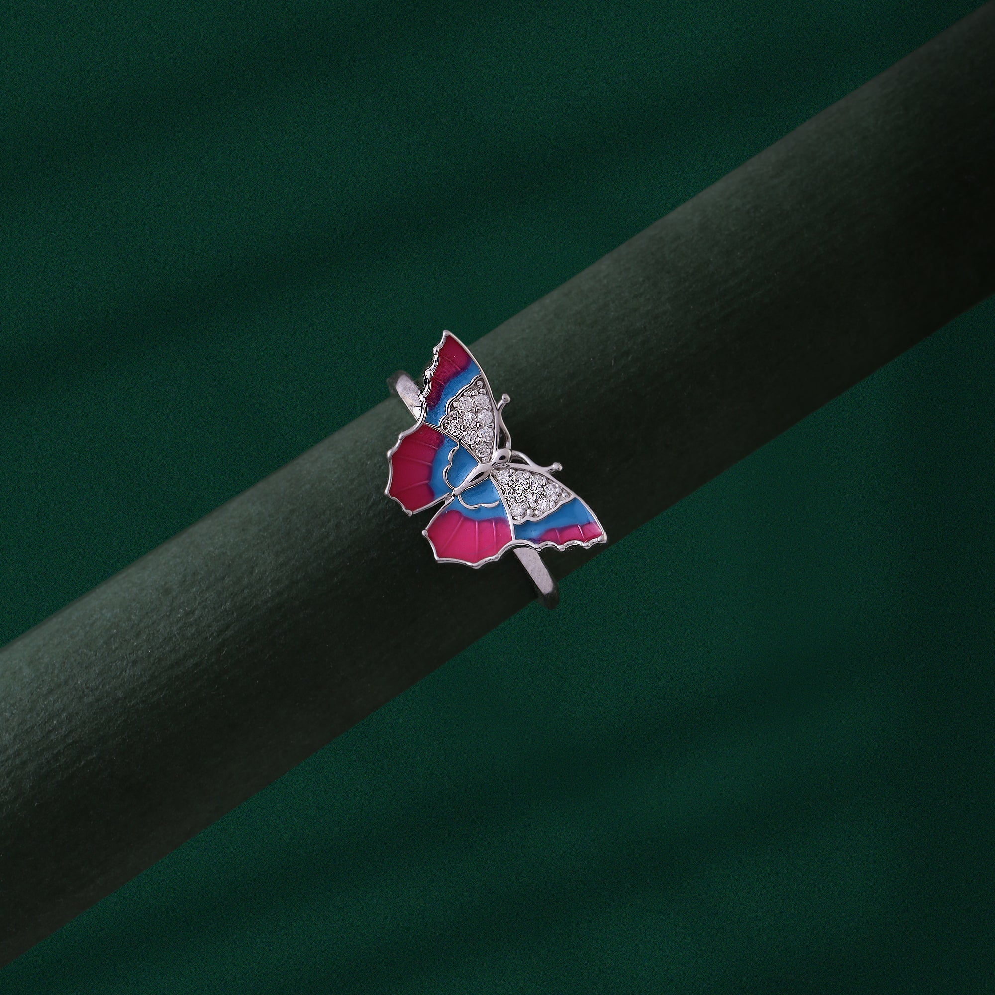 Twilight Bloom Butterfly Ring