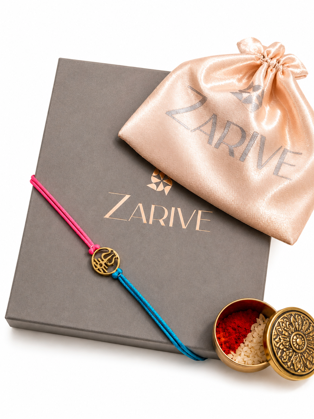 ZARIVE 925 Sterling Silver Trishul Rakhi with 24K Gold Plating | Premium Rakhi for Brother | Luxury Gift Box & Satin Pouch Included Short Description