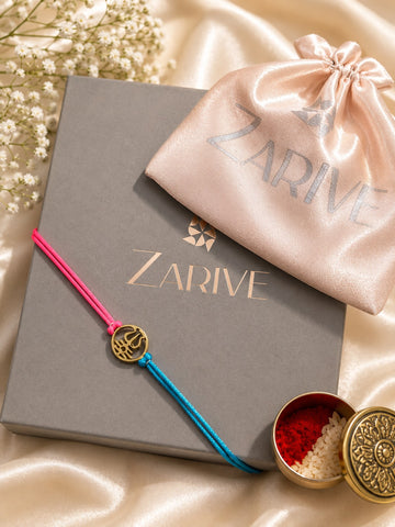 ZARIVE 925 Sterling Silver Trishul Rakhi with 24K Gold Plating | Premium Rakhi for Brother | Luxury Gift Box & Satin Pouch Included Short Description