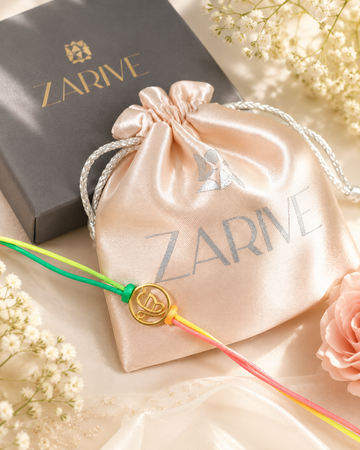 ZARIVE 925 Sterling Silver Om Rakhi with 24K Gold Plating for Brother | Premium Raksha Bandhan Rakhi | Luxury Gift Box & Satin Pouch Included