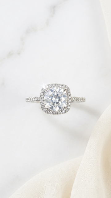 Elegant Cushion-Cut Halo Ring – 925 Silver ✨