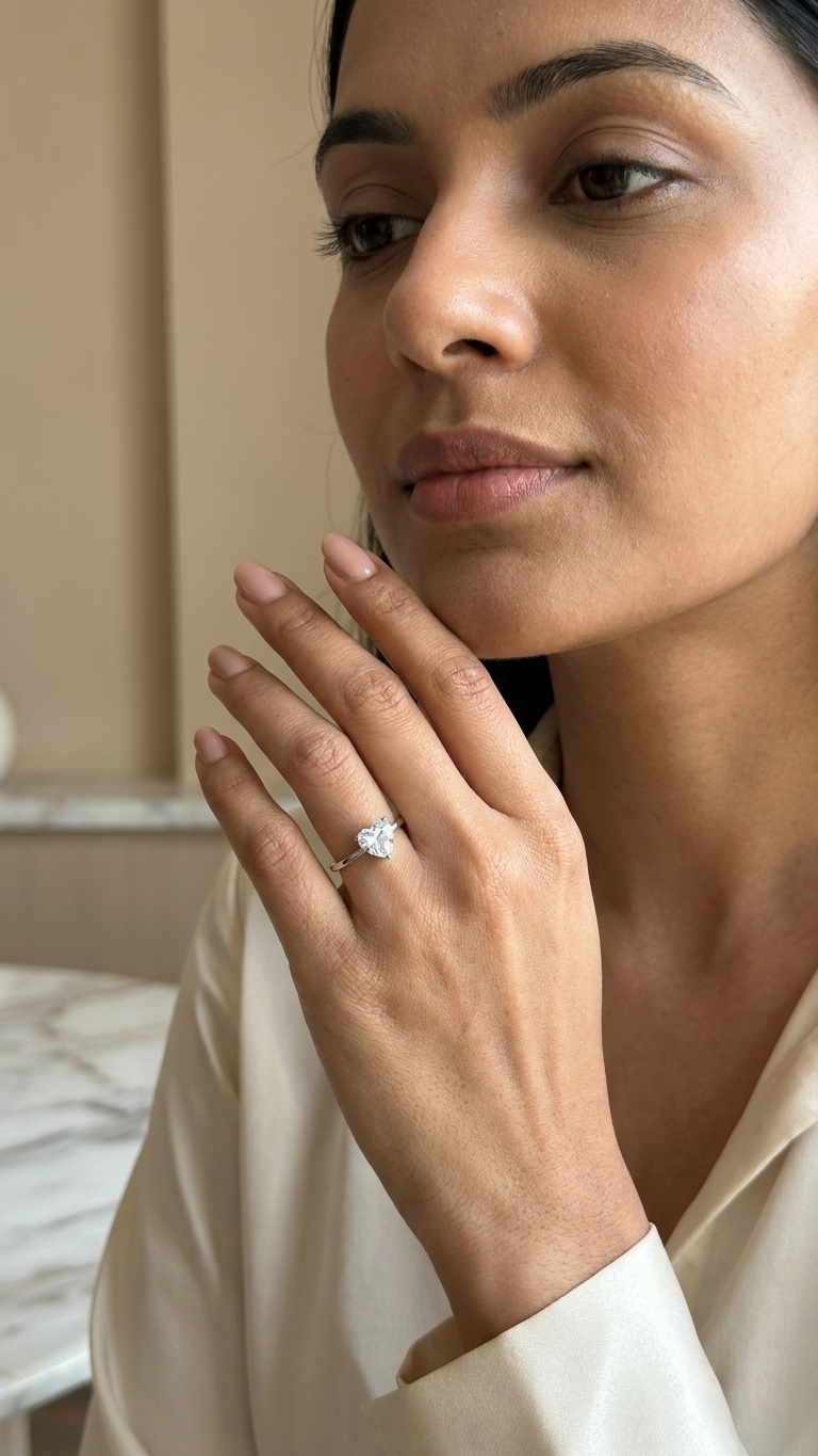 Heart-Shaped Solitaire Ring in 925 Silver ❤️