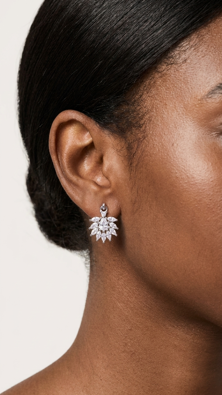 🌸 Floral Stone Bugadi Earrings in 925 Silver