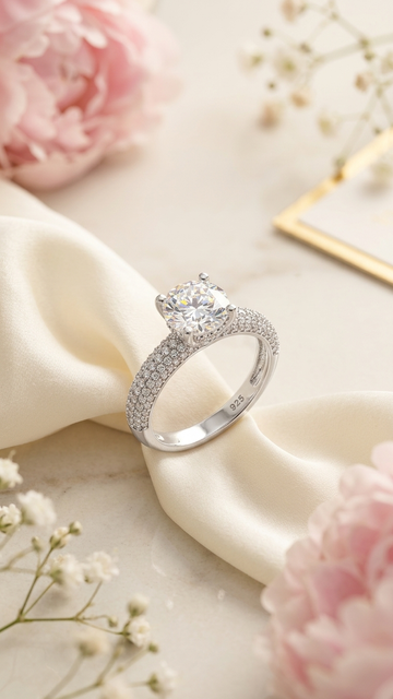 Aura Solitaire Pavé Ring