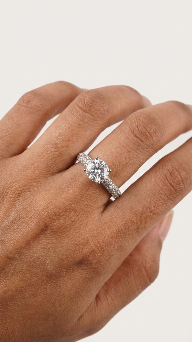Aura Solitaire Pavé Ring