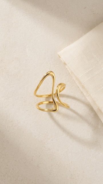 🌊 925 Silver Abstract Tide Open Ring