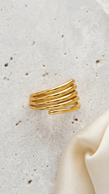 💍 925 Silver Gilded Ripple Wrap Ring – Minimalist Statement ✨
