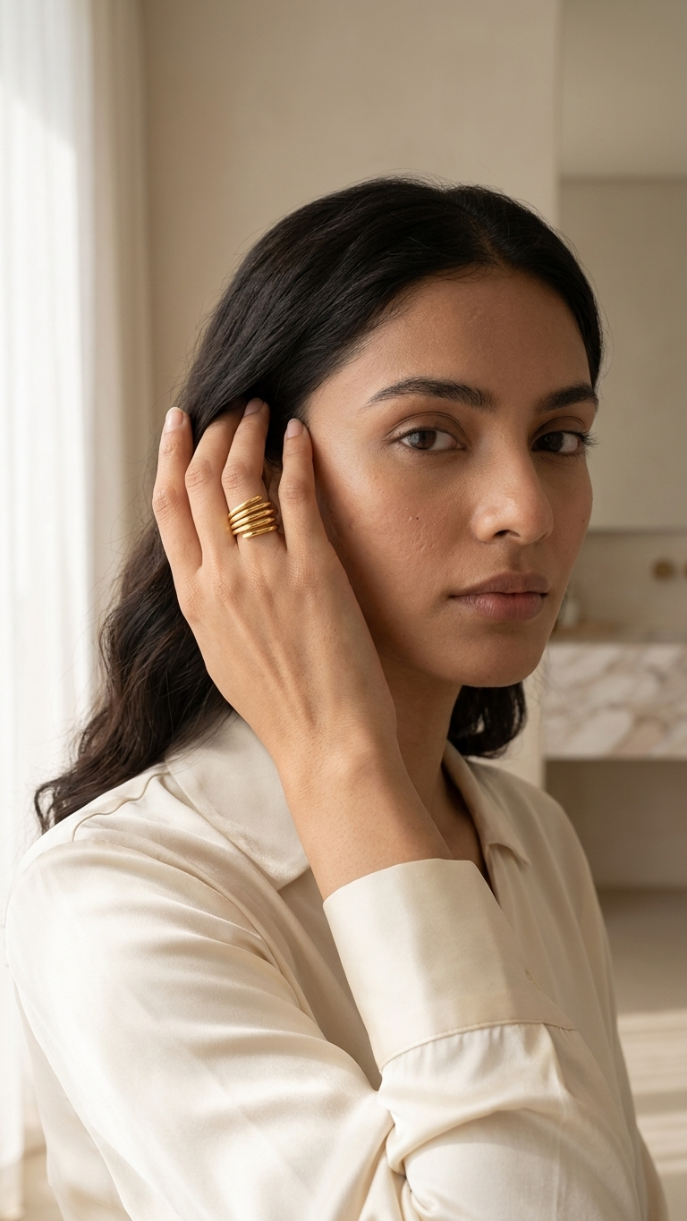 💍 925 Silver Gilded Ripple Wrap Ring – Minimalist Statement ✨
