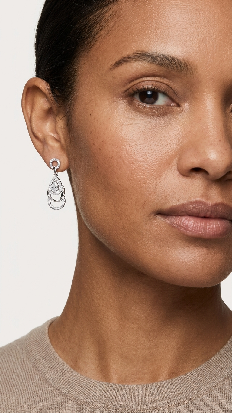 💧 925 Silver Triple-Layer Teardrop Dangle Earrings