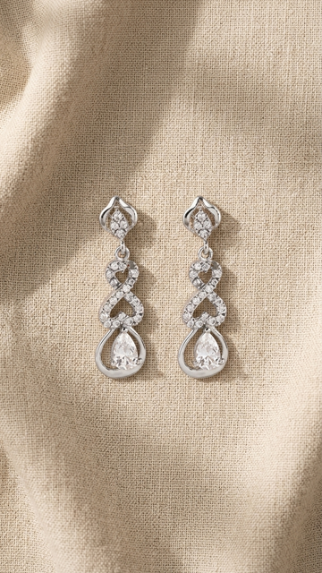 ♾️ 925 Silver Pave Infinity Knot Drop Earrings