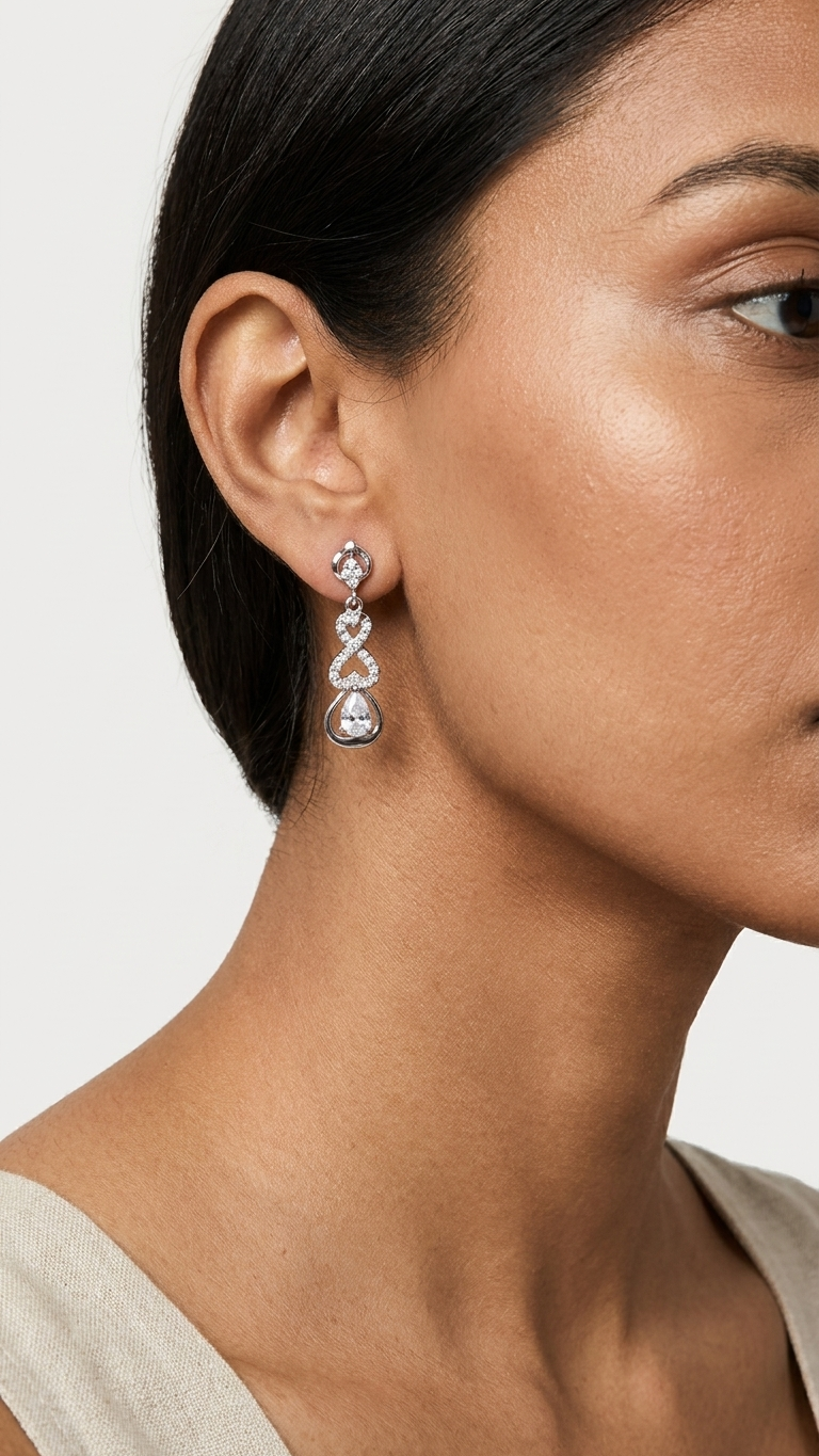 ♾️ 925 Silver Pave Infinity Knot Drop Earrings