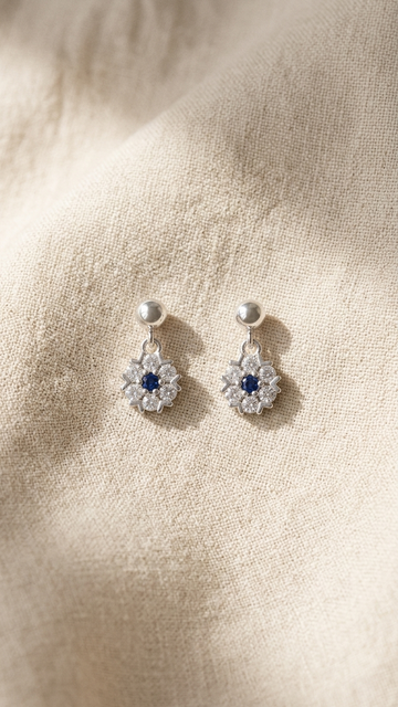 💎Floral Blue Stone Bugadi Earring in 925 Silver